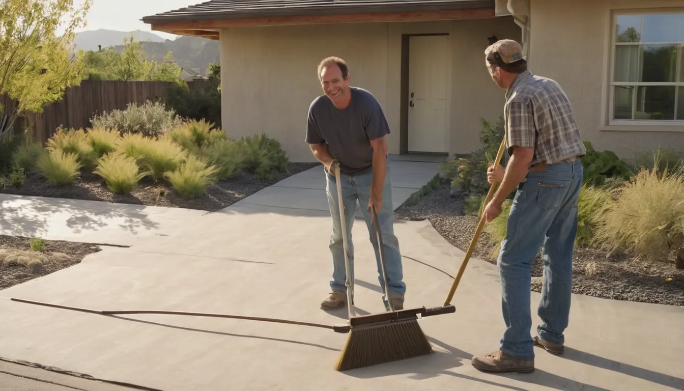 Freshly poured concrete driveway beside a stucco ranch home in San Leandro