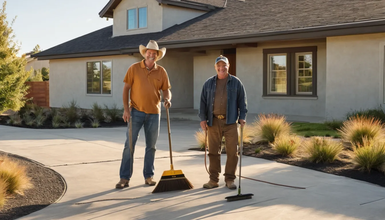A freshly poured concrete driveway leading to a ranch-style home in San Leandro